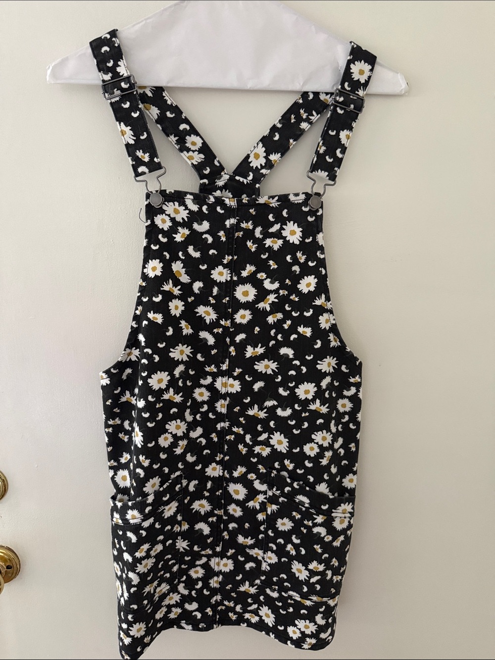 No Boundaries Black Daisy Print Dress with White and Mustard Flowers